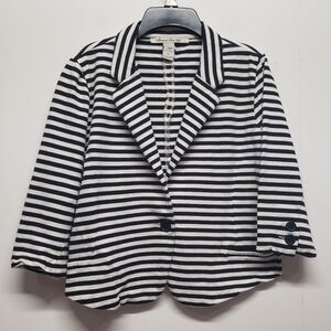 American Rag Cropped Blazer Bolero One Button Jacket Stripe Juniors Large Y2K